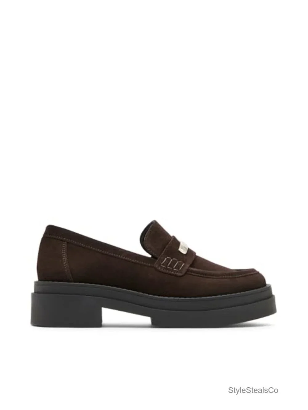 Ornamented Suede Pull-On Loafers - Casual Formal Flat